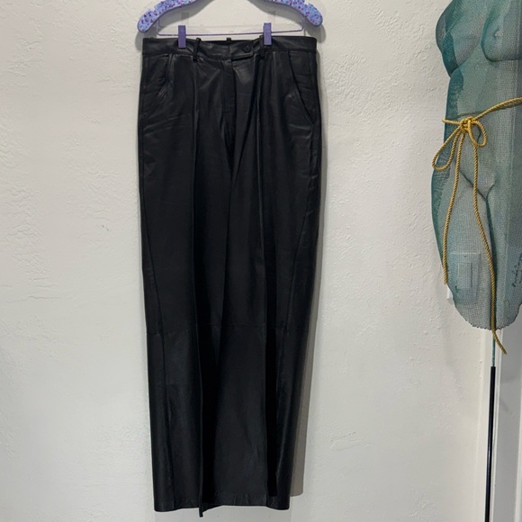 STUDIO AMELIA Wide-Leg Sheep Leather Trousers - Black - Picture 6 of 13